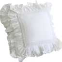 Zinowas 18x18 White Lace Pillow Cases,White Ruffle Throw Pillow Covers Pillowcase Set of 2,Farmhouse Decorative Ruffle Pillow Covers,Handmade Lace Pillow Cases (Four-layer Lace)