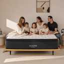 14 Inch Queen Size Mattress, Cooling Memory Foam Mattresses in a Box with Independent Spring,Soft and Breathable Hybrid Mattresses,Back Pain Relief,CertiPUR-US,Medium (King)