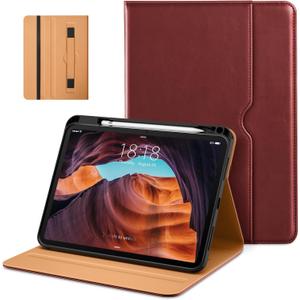 DTTO for iPad (A16) 11th Generation Case 11 Inch 2025, iPad 10th Generation Case 10.9 Inch 2022, Premium Leather Business Folio Stand Cover with Pencil Holder - Auto Wake/Sleep, Burgundy Red