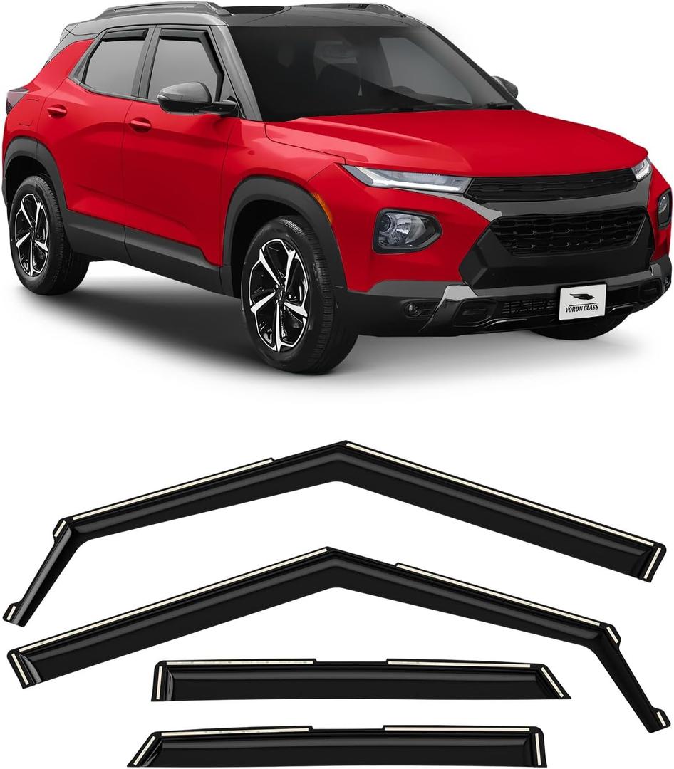 Voron Glass in-Channel Extra Durable Rain Guards for Chevrolet (Chevy) Trailblazer 2021-2025, Window Deflectors, Vent Window Visors, 4 Pieces - 200678