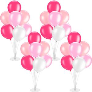 Gejoy 4 Set Pink Balloon Stand Kits for Table Centerpieces Latex Table Balloon Sticks Holder for Baby Shower Birthday Wedding Anniversary Festival Party Decorations