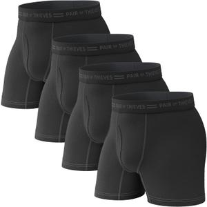 Pair of Thieves Soft Cotton Boxer Briefs for Men Pack (4 & 8 Pack) - Tagless Underwear for Men Pack (Large, Black/Grey)