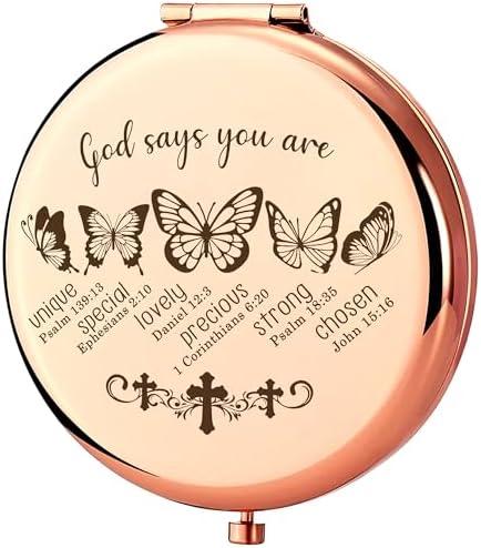 2 Pack UTKHCYW Healing Gifts Compact Mirror - God Says You are, Christian Gifts for Women Mini Mirror, Butterfly Appreciation Gifts, Religious Inspire Gifts for/Wife/Mom/Friends/Grandma/Sister