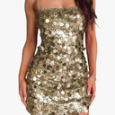 Spaghetti Straps Sexy Sequin Cocktail Dress for Women Club Night Out Dress BF151, L