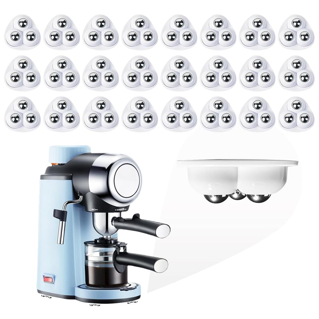 Self Adhesive Appliance Sliders 24 Pack Kitchen & Furniture Rollers | Move Small Appliances Easily 360 Glide No Tools Peel Stick 12lbs Per Wheel