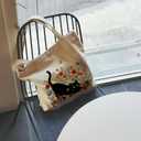 Nuberlic Canvas Tote Bag for Women with Zipper Inner Pocket- Reusable Grocery Shopping Cloth Cotton Canvas Tote Bags (Cat)