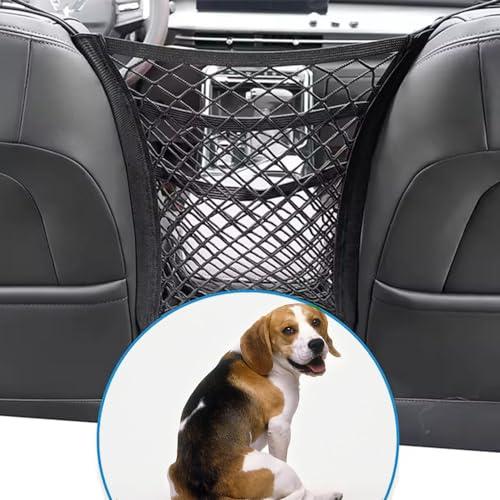 LNtech 3-Layer Car Mesh Organizer, Dog and Kid Pet Barrier, Seat Back Net Bag Holder, Storage Organizer, Cargo Tissue Handbag Purse Holder, Driver Storage Netting Pouch