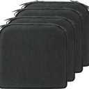 17 x 16 Inch Sunbrella Outdoor Chair Cushions with Tie Straps, Set of 4 Thick Water Repellent Round Patio Chair Pads for Garden Lawn Patio Furniture, Canvas Soot
