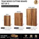 3 Pack Teak Wood Cutting Board Set for Kitchen Charcuterie Board Serving Heavy Duty Non Toxic Slip Over Sink Solid Thick Haus Wooden Chopping Board Large Big Small Meat Best Kitchen Essential Gift
