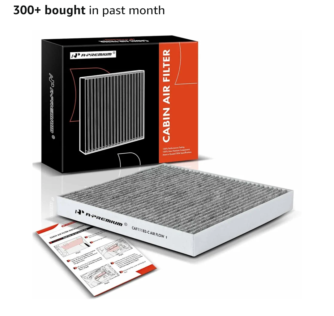 A-Premium Cabin Air Filter with Activated Carbon Compatible with Jeep Grand Cherokee 2011-2021, Grand Cherokee WK 2022-2022 & Dodge Durango 2011-2022, Replace# 68079487AA