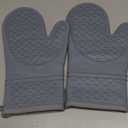 Silicone Oven Mitts, Heat Resistant 2PCS Oven Mitts with Soft Cotton Lining, Waterproof Non-Slip Grip Oven Glove, Kitchen Potholder Mits for BBQ, Baking, Cooking, 12.5 Inch - Grey (Gray)