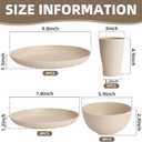 Cream Plastic Plates and Bowls Sets Dishwasher and Microwave Safe Wheat Straw Dinnerware Sets for 8,Reusable Plastic Dishes Set Lightweight Unbreakable for Kitchen Camping Outdoor RV 32 Pcs