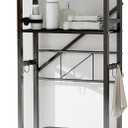 Over The Toilet Storage Cabinet, Metal 3 Tier Bathroom Organizer Shelf, Stable Freestanding Above Toilet Stand, Black (Black Upgraded Version)