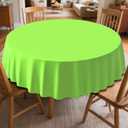 3 Pack Plastic Table Cloth Round 84 inch Plastic Tablecloth Disposable Round Cover Leakproof for Parties, Picnic, Camping, Birthday, Weeding (Lime Green)