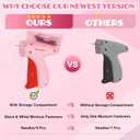 Stitch Gun for Clothes With Storage Box, Handheld Stitch Gun Quick Clothing Fixer Micro Sewing Tagging Gun Kit for Clothing One Stitch Sewing Gun Includes Needles Fasteners (Pink