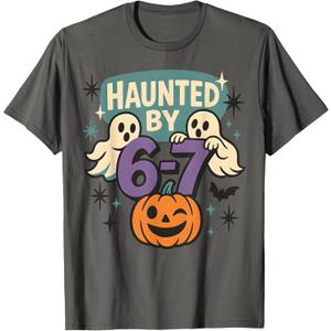 Haunted by 6-7 Retro Halloween 67 Ghost Pumpkin Funny Kids T-Shirt, S Size