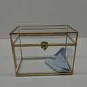 NCYP Wedding Glass Cards Box with Slot - 9.8 x 5.6 x 7.7 Inch - Gold Envelope Card Holder for Birthday Party Reception - Centerpiece, Home Indoor Tabletop Decor, No Lock (Glass Box Only)