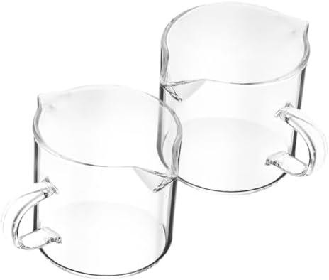2pcs Transparent Glass Espresso Cups Mini Milk Pitcher Easy to Clean for Coffee Juice and More Breakfast Tea Service