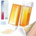 Waxfans Roll On Wax Refill,Wax Roller Refill for Hair Removal,Quick Melting - For Coarse and Fine Hairs.with 3.53 Ounce(Pack of 2) Honey Waxing Rollers, 50 Waxing Strips
