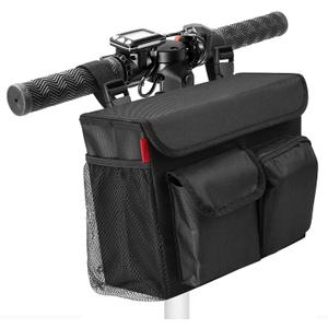 YOOFAN Mobility Scooter Bag Convenient Organizer Pouch with 14-Inch Laptop Pocket and Cup Holders, Black