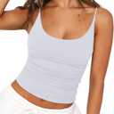 REORIA Women's Sexy Scoop Neck Tank Top Summer Sleeveless Cute Y2K Cami Tops Basic Going Out Crop Shirt
 S