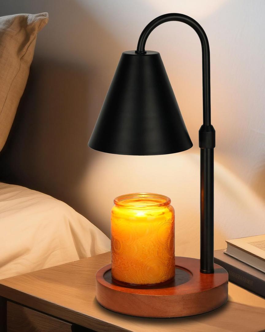 Candle Warmer Lamp with Timer Dimmable, Christmas Birthday Gifts for Women Mom, Vintage Candle Lamp, Black Candle Warmer for Jar Scented Candles, Home Decor, Wax Melt Warmer with 2 Bulbs