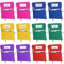 Maitys 12 Pcs Large 17 Inches Chairback Pocket Chart Student Chair Pockets Chair Back Classroom Organizer with Name Tag for Keeping Kids Student Book School Table Organized(Mixed Colors)