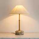 18.9" Mable Table Lamp, Beige Linen-Style Shade Tall Stone Table Lamp