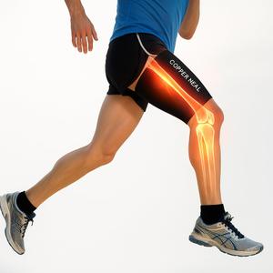 COPPER HEAL THIGH Compression Recovery Sleeve Recover from Sore Pulled Hamstring & Groin Strain Sprains Tendinitis Injury Quadriceps Muscle Tear Quad Support Sports workout Soccer leg (Large (Pack of 1))