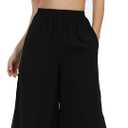 Women's Summer Capris Wide Leg Palazzo Pants Dressy Casual Split Chiffon Trousers (Black, M)