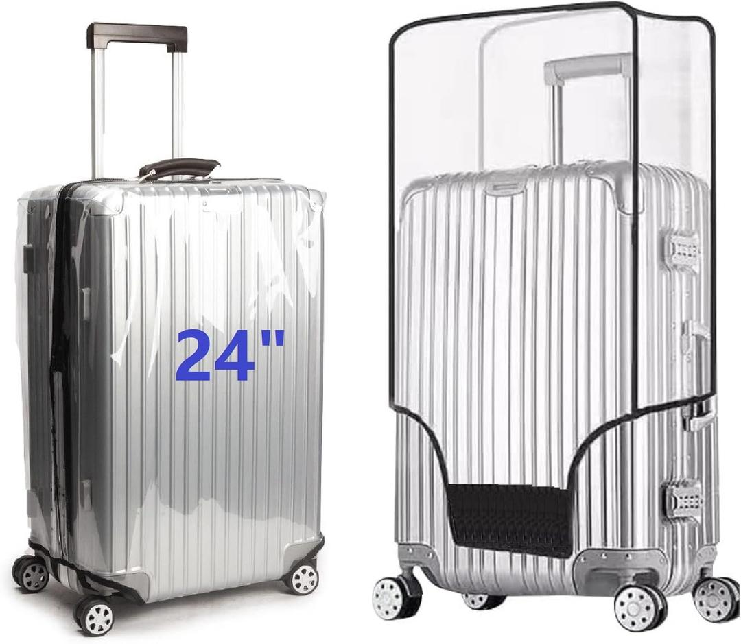 Clear PVC Suitcase Cover Protectors Transparent Luggage Cover Waterproof Wheeled Suitcase Dust Covers Dustproof Travel Luggage Sleeve Protector (24")