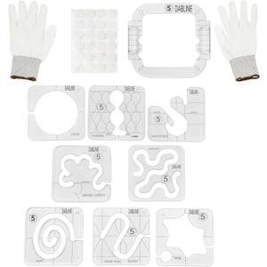 DABLINE 13 PCs Quilting Template Set Includes 8 Quilting Templates, Quilting Frame/Gloves/Stickers/Guide. Free Motion Quilting Rulers and Templates