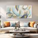 Glvzygy Abstract Wall Blue and Gold Wall Art Abstract Canvas Wall Decor Frame Artwork Modern Home Wall Decor for Living Room Bedroom Office 29"x58"