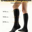 PULIOU Compression Socks for Women Men,20-30mmHg Graduated Circulation, for Nurses,Flying,Travel,Athletic,Running,2 pairs (Black, L)