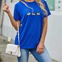 NIUBIA Women's T Shirts Summer Tops Simple Heart Graphic Shirts Sayings Short Sleeve Vacation Casual Blouse Thankful Tee (Blue, M)