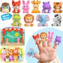 Oriate Zoo Animals Finger Puppets, 10PCS Infant Jungle Animals Finger Bath Pool Toys, Puppet Theater Storage Bags incl, 12m+ Toddler Travel Toys