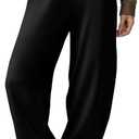 EVALESS Wide Leg Sweatpants Women Fall Clothes Casual Elastic High Waisted Baggy Pants Cropped Length Ballon Joggers (X-Large, Black)