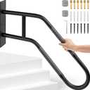 Handrails for Outdoor Steps Stair Railing Indoor, 1 to 3 Steps Stairs Wall Mounted Metal U-Shaped Safety Grab Bar Handrail for The Elderly, Kids, Disabled, Pregnant Women, Upgrade 1 Pack, Black