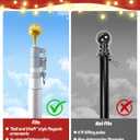 Christmas Tree Flag Pole Mega Topper Light Hook with Metal Hoop and Hanging Rope, Outdoor Telescoping Flagpole Tree Light Hooks Kit for Hanging Light Strings Xmas Lights Outdoor Decor