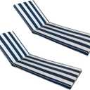 Outdoor Chaise Lounge Cushion Set of 2 for Outdoor Furniture 74x21x2.7 inch Premium Lounge Chair Cushions (Navy White Stripe), Standard