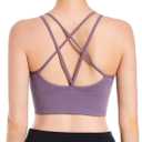 Sports Bras for Women, Criss-Cross Back, Adjustable Wire-Free Medium Support Workout Bra with Removable Cups, Medium, 