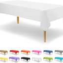 Party Dimensions White Disposable Plastic Tablecloth for Rectangle Tables (12 Pack) Table Cloths for Parties, Events & Weddings, Indoors Outdoors