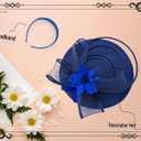 dressfan Womens Church Derby Fascinator Hats,20s 50s Linen Feather Vintage Feather Wedding Tea Party Derby Hats