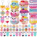 Quelay 36 Sets Valentines Day Cards for Kids Classroom with Scented Dessert Keychains Cute Toys Stress Relief Keychains Exchange Gift Prizes Party Favors for Boys Girls(Dessert)