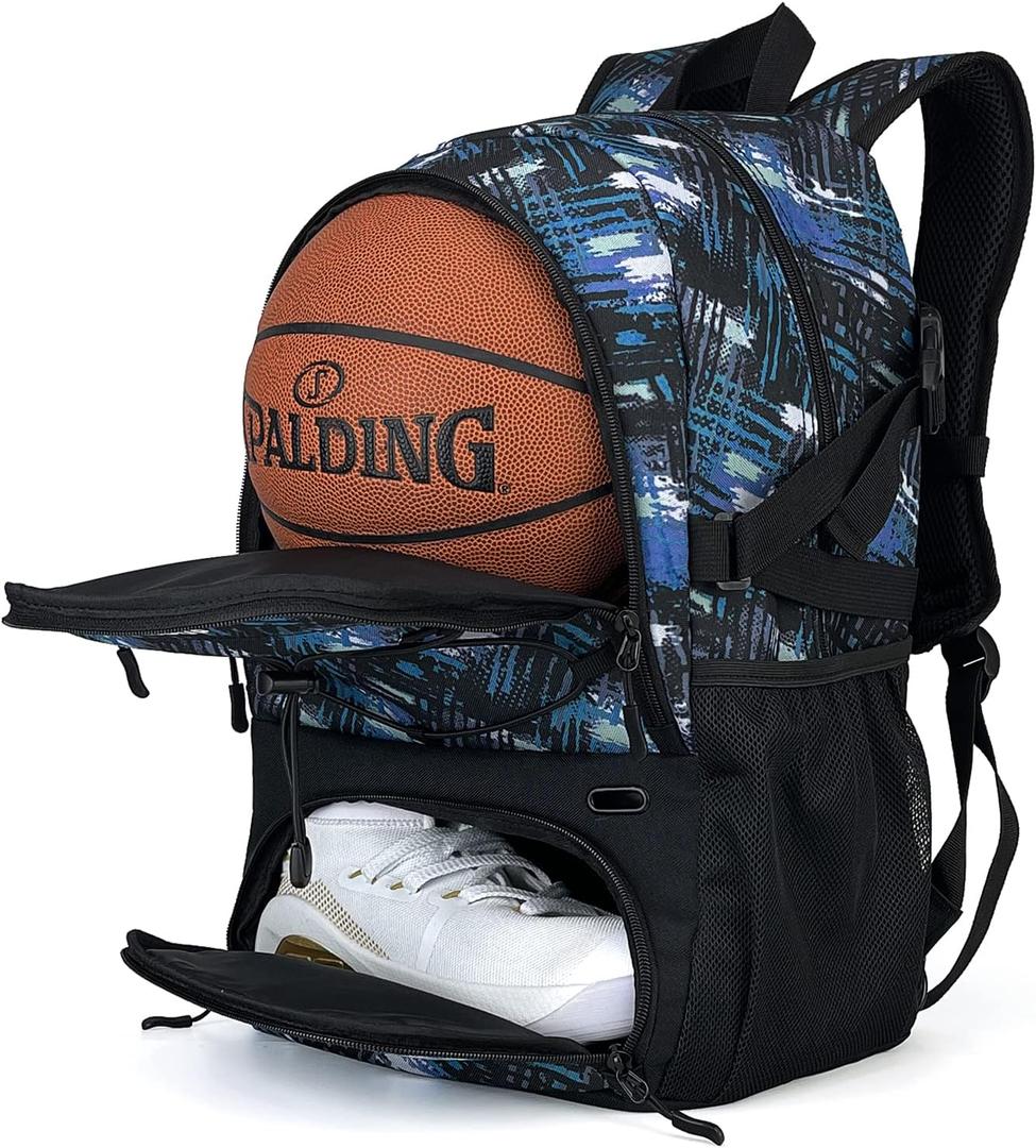 GRANDUP Basketball backpack with ball and shoes compartment Fit Volleyball, soccer, Swim, Gym, Travel, and School, large capacity sports training equipment bags