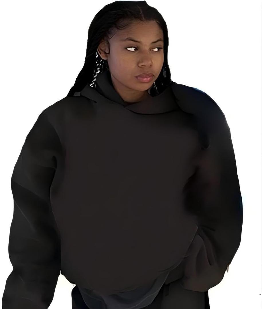 Autumn/Winter Hip Hop Hoodie for Men and Women Y2k Hoodie Matching Hoodies for Couples (Black, S)
