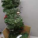 10FT Christmas Garland with 50 LED Lights - Pre-lit Outdoor Xmas Garland - Battery Powered Waterproof String Light with Timer - Pine Garland with Red Berries Snow Pine Cones - 10 Foot by 10 Inch (1pc, Traditional Green+led)