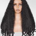 Afro Wig V Part Kinky Curly Wigs for Black Women, 180% Density Wear and Go Glueless Wig with Unique Bouncy Curls in the End, Synthetic No Leave out Clip in (#1B Black wig, 22 Inch)