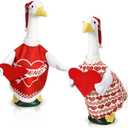 Valentine's Day Porch Goose Outfit Cute Dress Clothes Costume for 23" Gooses Statue Decoration Garden Lawn Outdoor(2 Set, Red Heart)