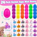 24 Pack Easter Egg Fillers with Easter Bunny Plush Easter Eggs with Toys Inside, Mini Easter Stuffed Animals Easter Eggs Hunts Party Favors Easter Basket Stuffers for Kids Toddler Teens Boys Girls